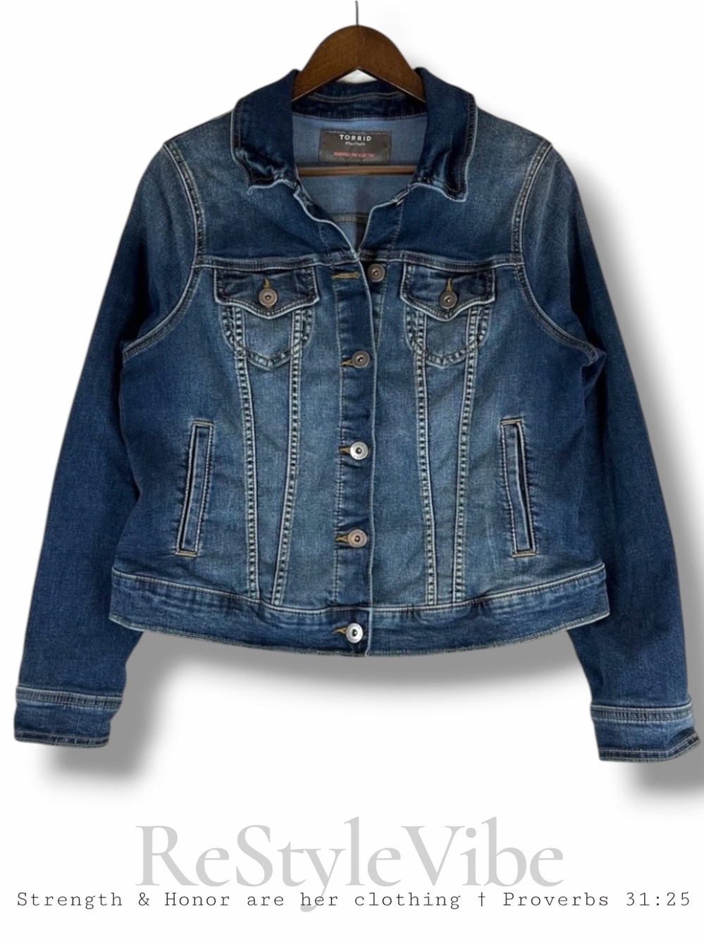 TORRID Women’s Size 0 0X 14/16 Denim Jean Jacket Coat Trucker Style Stretch